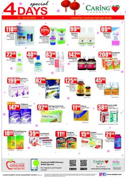 CARiNG PHARMACY 4 Days Special Promotion (23 February 2018 - 26 February 2018)