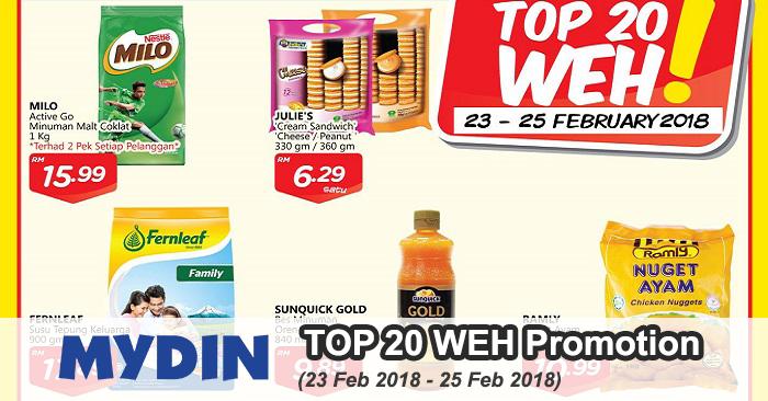 MYDIN TOP 20 WEH Promotion (23 February 2018 - 25 February 2018)