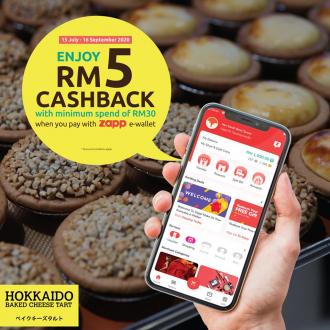 Hokkaido Baked Cheese Tart RM5 Cashback Promotion pay with Zapp (15 July 2020 - 16 September 2020)