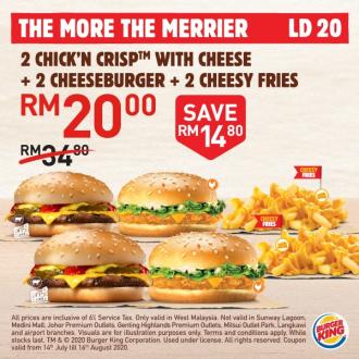 Burger King 2 Chick N Crisp with Cheese + 2 Cheeseburger + 2 Cheesy Fries for RM20.00 Promotion (14 Jul 2020 - 16 Aug 2020)