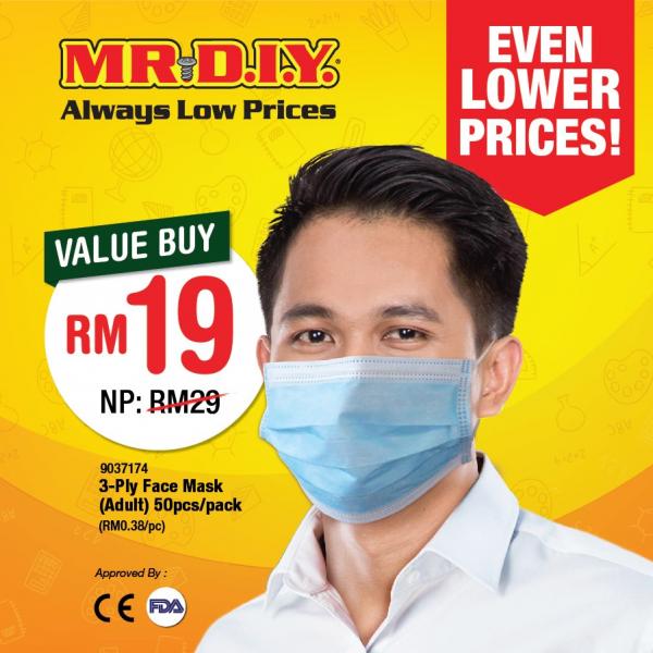 MR DIY 3-Ply Face Mask @ RM19 Promotion
