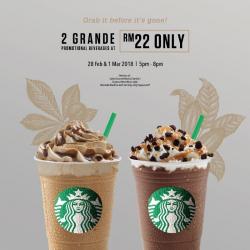 Starbucks Malaysia 2 Selected Grande Beverages @ RM22 (28 February 2018 - 1 March 2018)