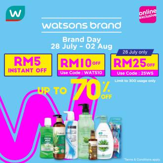 Watsons Brand Day Online Sale Up To 70% OFF & FREE Promo Code Promotion (28 Jul 2020 - 2 Aug 2020)