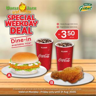 Giant Uncle Jack Fried Chicken Weekday Deal @ RM3.50 Promotion (valid until 31 August 2020)
