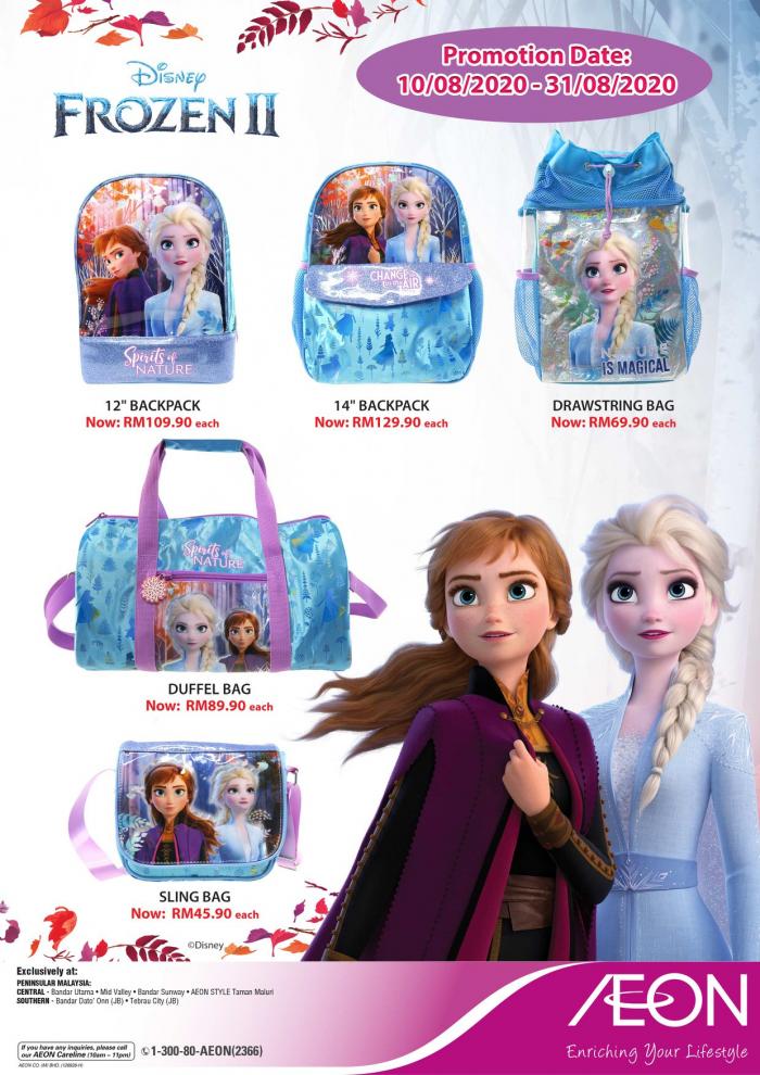 AEON Disney Princess, Frozen II & Nickelodeon JoJo Siwa stationery and backpack Promotion (10 August 2020 - 31 August 2020)