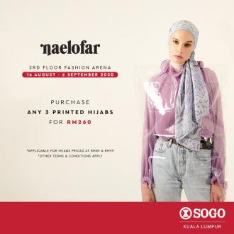 Naelofar Sale 3 Printed Hijabs @ RM260 at Sogo Kuala Lumpur (14 August 2020 - 6 September 2020)