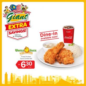 Giant Uncle Jack Fried Chicken 2pcs Combo Set @ RM6.30 Promotion (25 Aug 2020 - 31 Aug 2020)