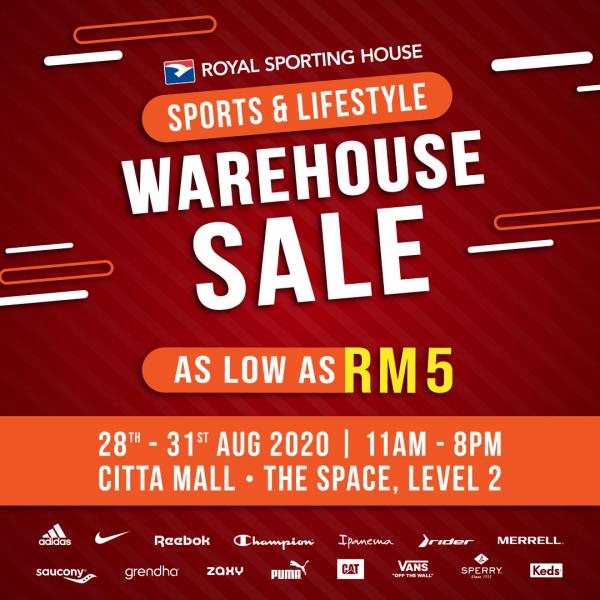 Royal Sporting House Mega Warehouse Sale As Low As RM5 at Citta Mall (28 August 2020 - 31 August 2020)