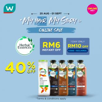 Watsons Herbal Essences Hair Care Online Sale 40% OFF & FREE Promo Code (25 Aug 2020 - 1 Sep 2020)