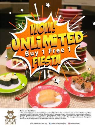 Sakae Sushi Wow Unlimited Buy 1 FREE 1 Promotion