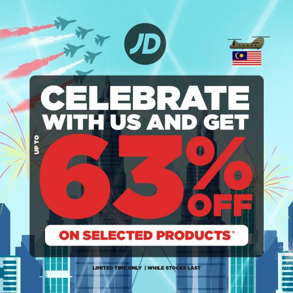 JD Sports 63rd Merdeka Sale Up To 63% OFF (28 August 2020 - 31 August 2020)