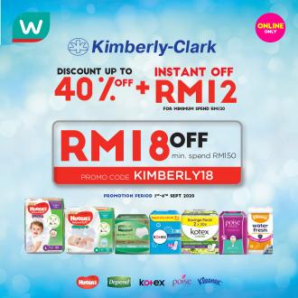 Watsons Kimberly-Clark Online Sale Discount Up To 40% OFF & FREE Promo Code (1 September 2020 - 6 September 2020)