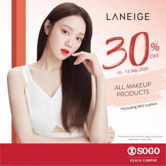 Laneige Makeup Products 30% OFF Sale at SOGO Kuala Lumpur (10 September 2020 - 13 September 2020)