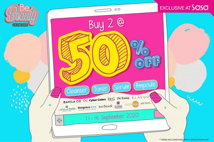 Sasa Skincare Promotion Buy 2 @ 50% OFF (11 September 2020 - 16 September 2020)