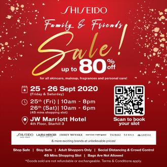 Shiseido Family & Friends Sale Up To 80% OFF at JW Marriott Hotel KL (25 September 2020 - 26 September 2020)