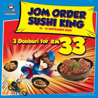 Sushi King Malaysia Day Promotion 3 Donburi @ RM33 (14 September 2020 - 16 September 2020)