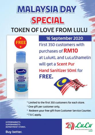 LuLu Hypermarket Malaysia Day FREE Hand Sanitizer Promotion (16 September 2020)