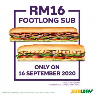 Subway Malaysia Day Promotion RM16 Footlong Sub (16 Sep 2020)