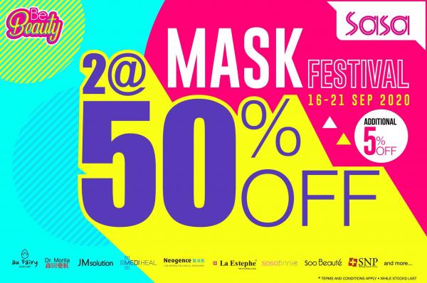 Sasa Facial Mask Promotion 2 @ 50% OFF (16 September 2020 - 21 September 2020)