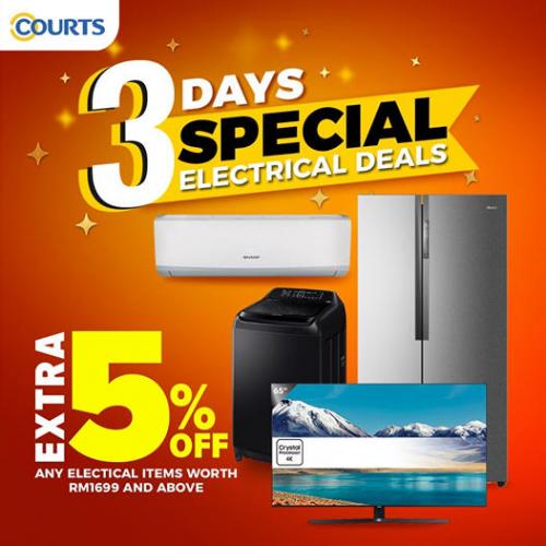 COURTS 3 Days Special Electrical Deals Promotion Extra 5% OFF Voucher Code (25 September 2020 - 27 September 2020)