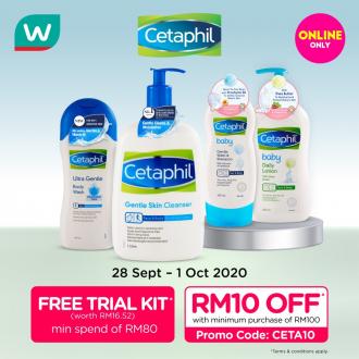 Watsons Cetaphil Online Sale FREE RM10 OFF Promo Code (28 Sep 2020 - 1 Oct 2020)
