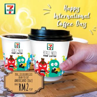 7 Eleven International Coffee Day Promotion Americano @ RM2 (valid until 31 Dec 2020)