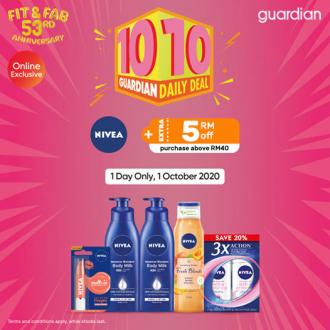 Guardian 10.10 Daily Online Sale Nivea Extra RM5 OFF (1 October 2020)