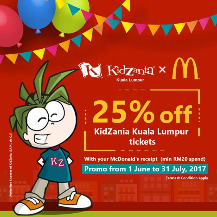 McDonald's FREE KidZania Kuala Lumpur Discount Tickets