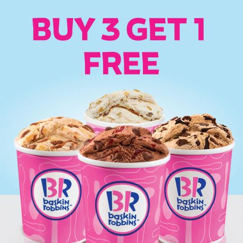 Baskin Robbins Buy 3 Get 1 FREE Promotion.