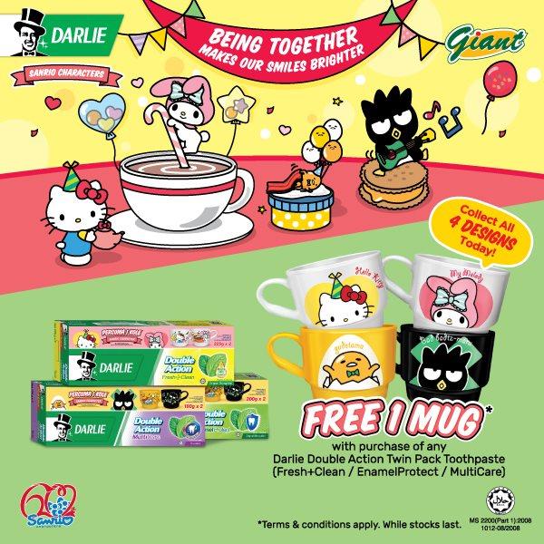 Giant Darlie FREE Sanrio Collectible Mugs Promotion