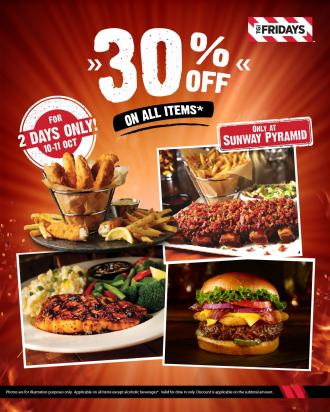 TGI Fridays Sunway Pyramid 30% OFF Flash Sale (10 October 2020 - 11 October 2020)