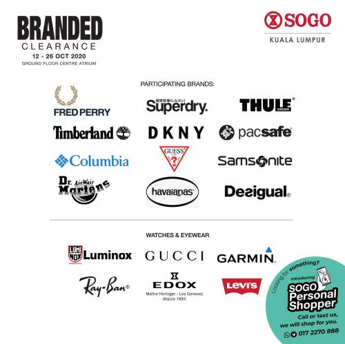 SOGO Kuala Lumpur Branded Clearance Sale Up To 70% OFF (12 October 2020 - 26 October 2020)