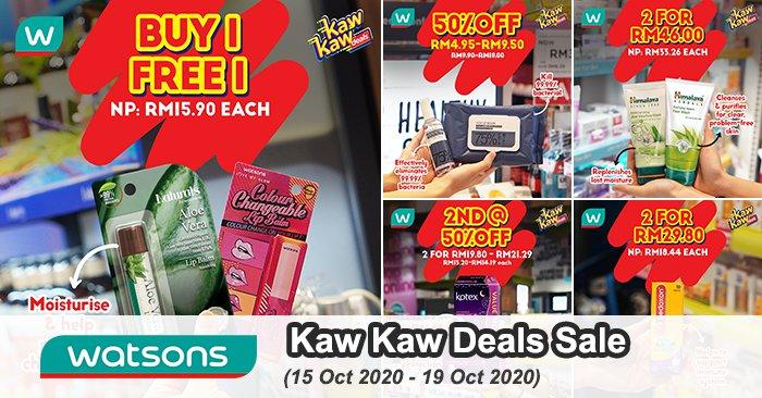 Watsons Kaw Kaw Deals Up To 50% OFF Sale (15 Oct 2020 - 19 Oct 2020)
