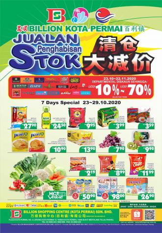BILLION Kota Permai Stock Clearance Sale Promotion (23 October 2020 - 29 October 2020)