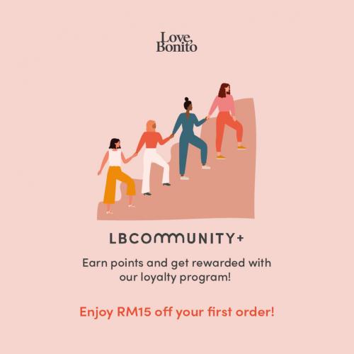 Love, Bonito LBCommunity+ Loyalty Program RM15 OFF Promotion (23 October 2020 - 31 December 2020)