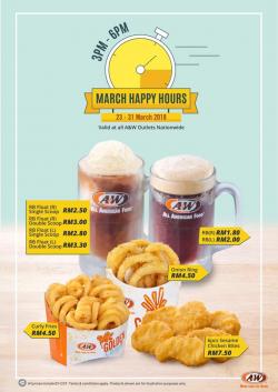 A&W March Happy Hours Deals (23 March 2018 - 31 March 2018)