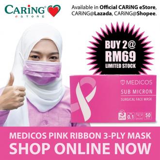 Caring Pharmacy Medicos Pink Ribbon Surgical Face Mask Promotion 2 @ RM69