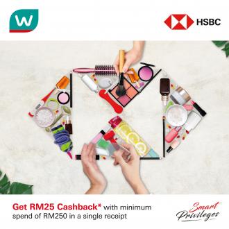 Watsons RM25 Cashback Promotion with HSBC/HSBC Amanah Credit Card (valid until 30 November 2020)