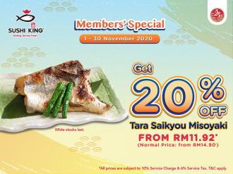 Sushi King Members Promotion Tara Saikyou Misoyaki 20% OFF (1 November 2020 - 30 November 2020)