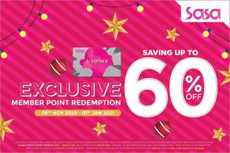 Sasa Member Point Redemption Promotion Saving Up To 60% OFF (9 November 2020 - 1 January 2021)