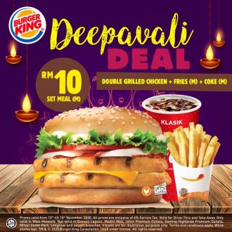 Burger King Deepavali Promotion Double Grilled Chicken Set @ RM10 (13 November 2020 - 15 November 2020)