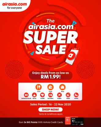 Airasia.com Super Sale As Low As RM1.99 (16 November 2020 - 22 November 2020)
