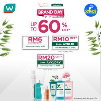 Watsons Online Avene and Klorane Brand Day Sale Up To 60% OFF & FREE Promo Code (17 November 2020 - 19 November 2020)
