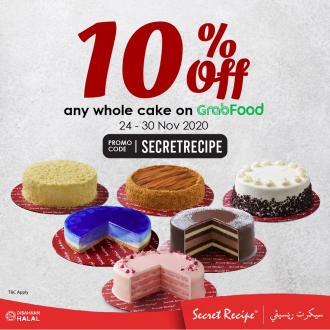 Secret Recipe Whole Cake 10% OFF Promo Code Promotion on GrabFood (24 Nov 2020 - 30 Nov 2020)