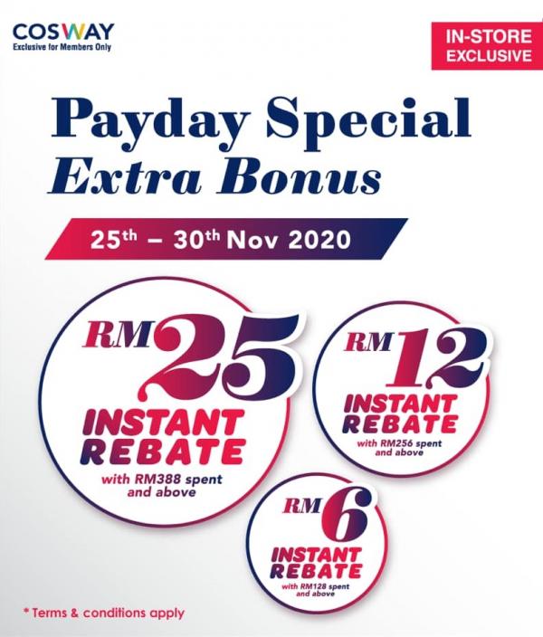 Cosway Payday Special Promotion Extra Bonus (25 November 2020 - 30 November 2020)