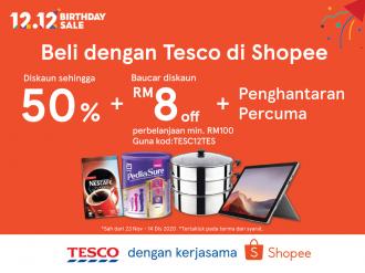 Tesco 12.12 Sale Up To 50% OFF & FREE RM8 Voucher on Shopee (23 Nov 2020 - 14 Dec 2020)