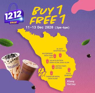 Tealive 12.12 Sale Buy 1 FREE 1 at Participating Outlets (11 Dec 2020 - 13 Dec 2020)