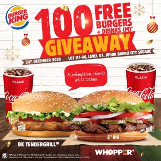 Burger King JB City Square Opening Promotion FREE Burgers (23 Dec 2020)