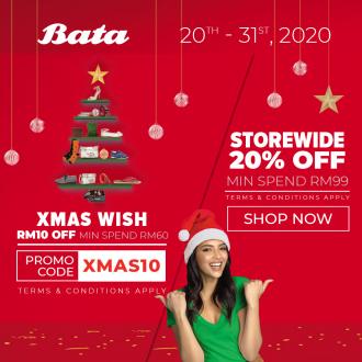 Bata Online Christmas Sale 20% OFF & RM10 OFF Promo Code (20 December 2020 - 31 December 2020)