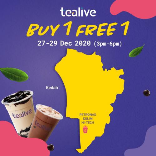 Tealive Buy 1 FREE 1 Promotion at 4 Outlets (27 December 2020 - 29 December 2020)